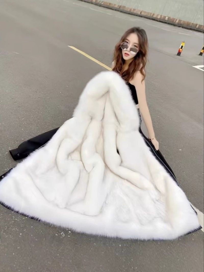 Parka staccabile da donna con fodera in visone, finiture in pelliccia di procione, ricamo 3D (lunghezza media, multicolore e taglie disponibili)_voghion.com