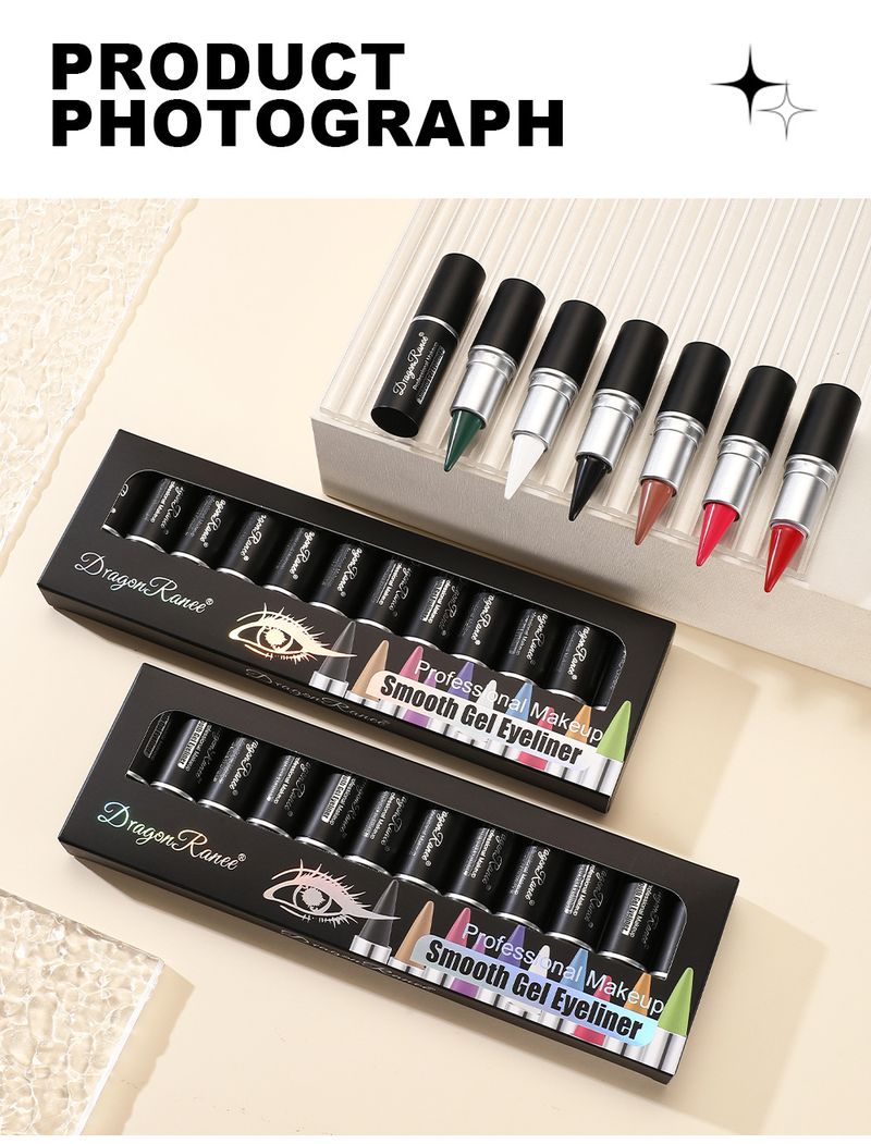 12-Color Matte Eyeliner & Eyeshadow Palette Set - White Solid Eyeliner, Black Lazy Makeup Eyeliner, All-in-One Colorful Eyeshadow Cream Kit_voghion.com