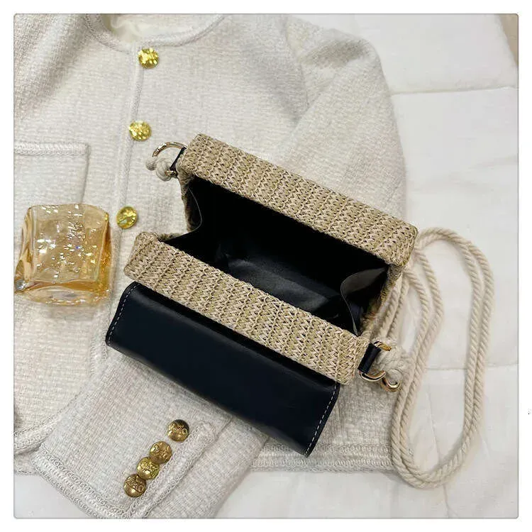 Borsa a tracolla con una sola spalla per donna, borsa da sera in paglia alla moda, stile rossetto_voghion.com