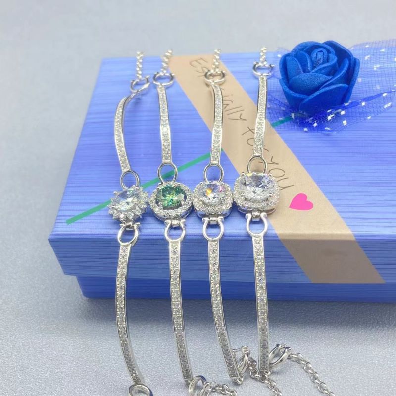 Sterling Zilveren Geplatineerde Armband D Kleur Moissanite Halve Armband Ronde Tas Eenvoudige Sfeervolle Vrouwelijke Gift_voghion.com