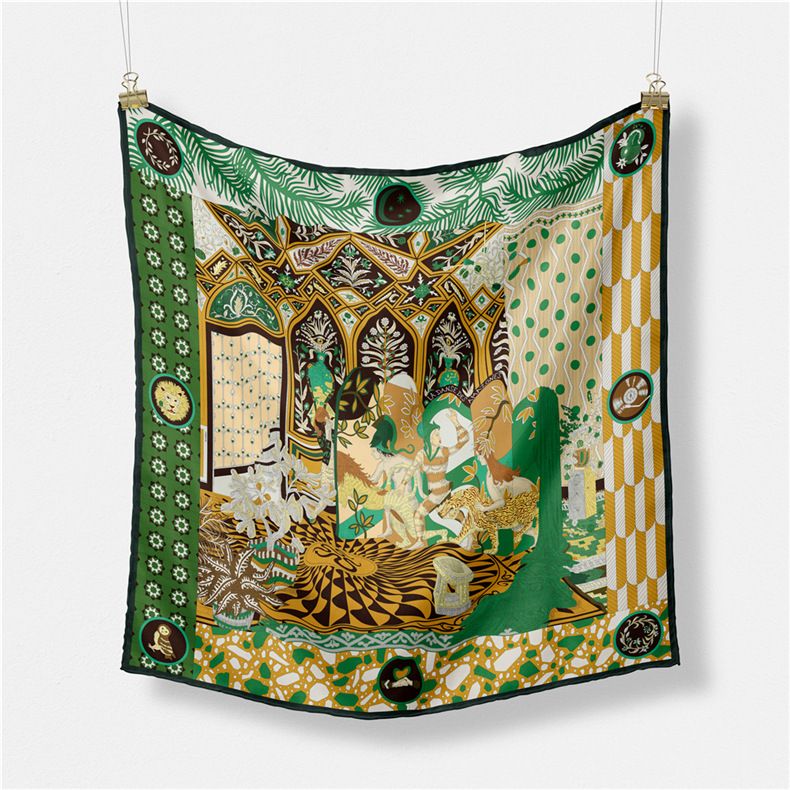 New Convenient Headband Simulation Warm Silk 53cm Printed Small Square Scarf_voghion.com