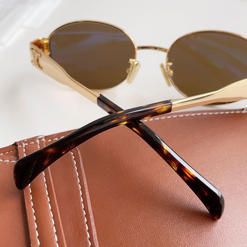 Damen Triomphe Oval 40235 Metall verspiegelte Beine grüne Gläser Sonnenbrille Retro kleiner runder Rahmen Sexy kleine Frau mit_voghion.com