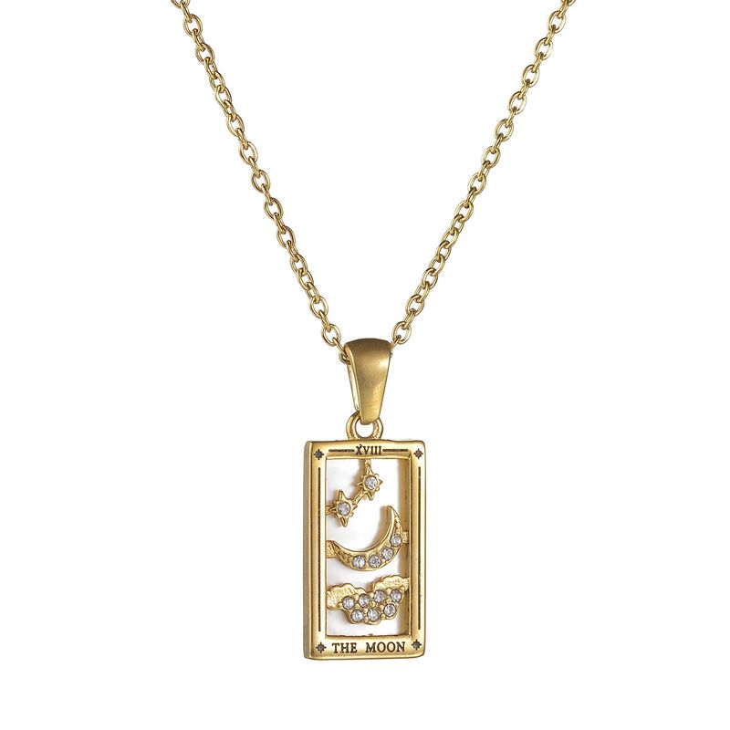 TAROCCHI vintage placcati in oro di vendita caldo con collana quadrata da donna in acciaio inossidabile con goccia di olio_voghion.com