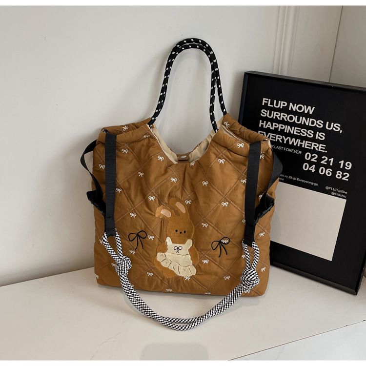 Japanese and Korean niche new down b cute embroidered rabbit ins trendy single shoulder crossbody large capacity_voghion.com