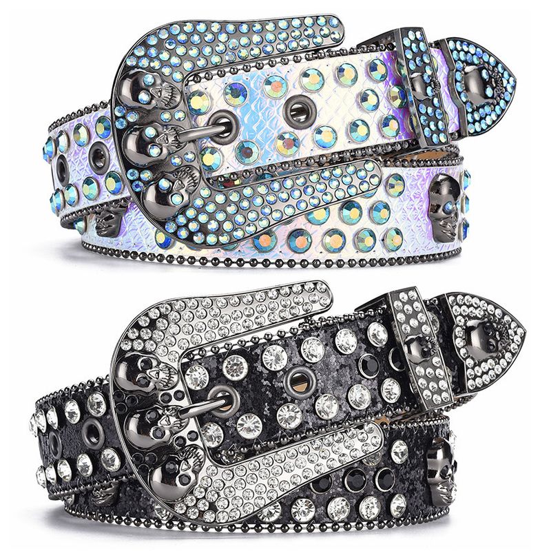 VOOTHOST Punk Kalnų krištolinis diržas Vakarų kaubojų deimantų Bling diržas Vyriškas Y2K Crystal Dygliuotas Cinto De Strass džinsams VB080_voghion.com