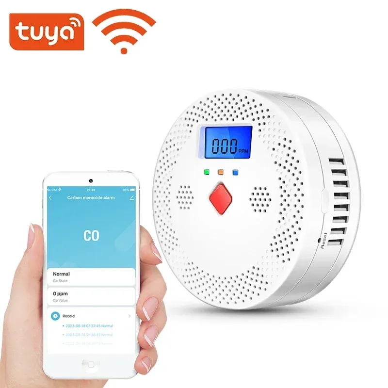 Détecteur de monoxyde de carbone Tuya Wifi avec écran LCD 70 dB Alarme sonore Capteur de gaz CO Équipement de protection de sécurité à domicile_voghion.com