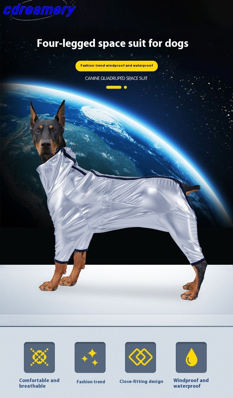 Vêtements pour animaux de compagnie : coupe-vent tendance pour chien, combinaison spatiale, combinaison imperméable et coupe-vent à quatre pattes pour chien de taille moyenne à grande_voghion.com