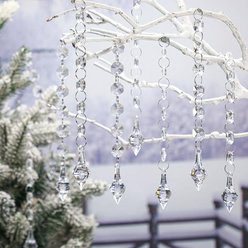 Cross-Border Transparent Crystal Bead String Hat Snowflake Ice Christmas Tree Decoration Wedding Lighting_voghion.com