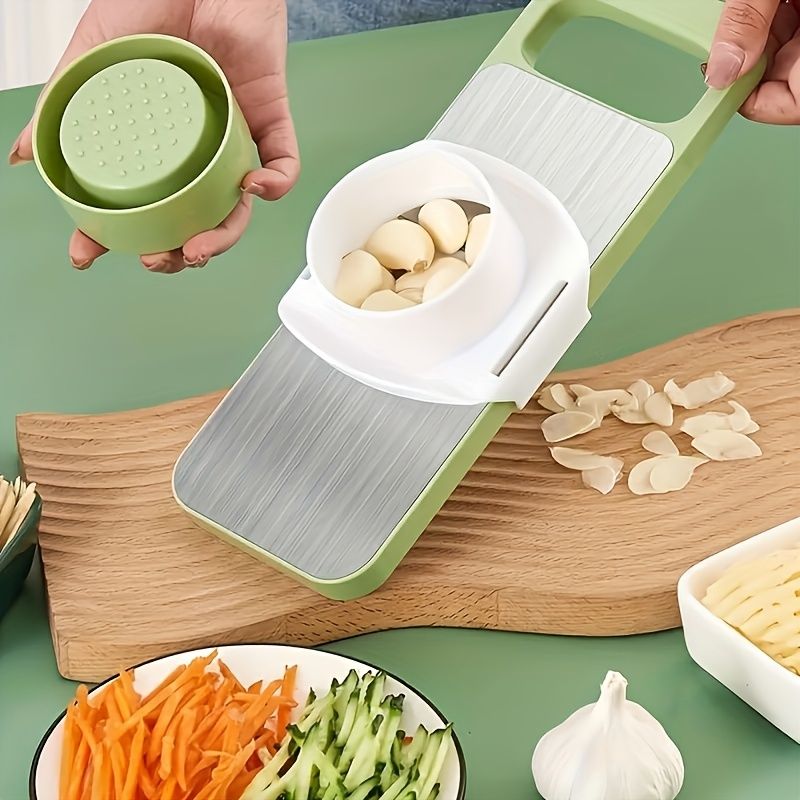 7pcs Stainless Steel Vegetable Slicer Grater Set With Interchangeable Blades Manual Kitchen Tool For Potatoes Carrots Cucumbers_voghion.com