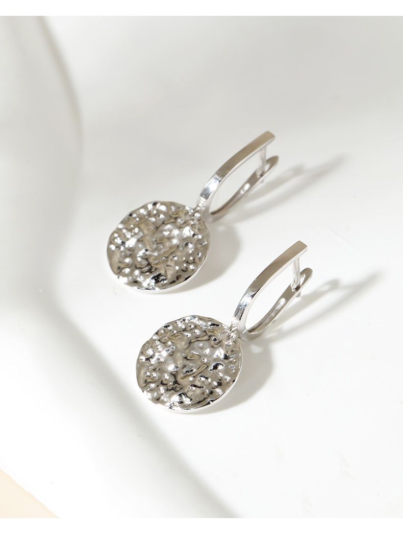 Ouerschnalle Sterling Sëlwer Ronn Textur Ouerréng Einfach Damen All-Match Ouerschmuck Héichwäerteg Nisch_voghion.com