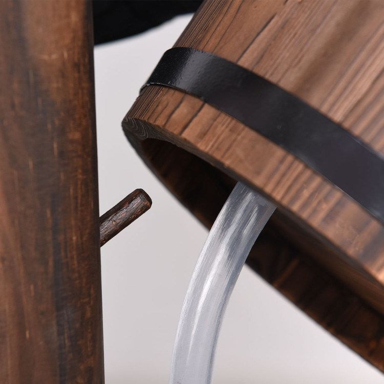 Garden Rustic Wishing Well Wooden Water Fountain with Pump_voghion.com