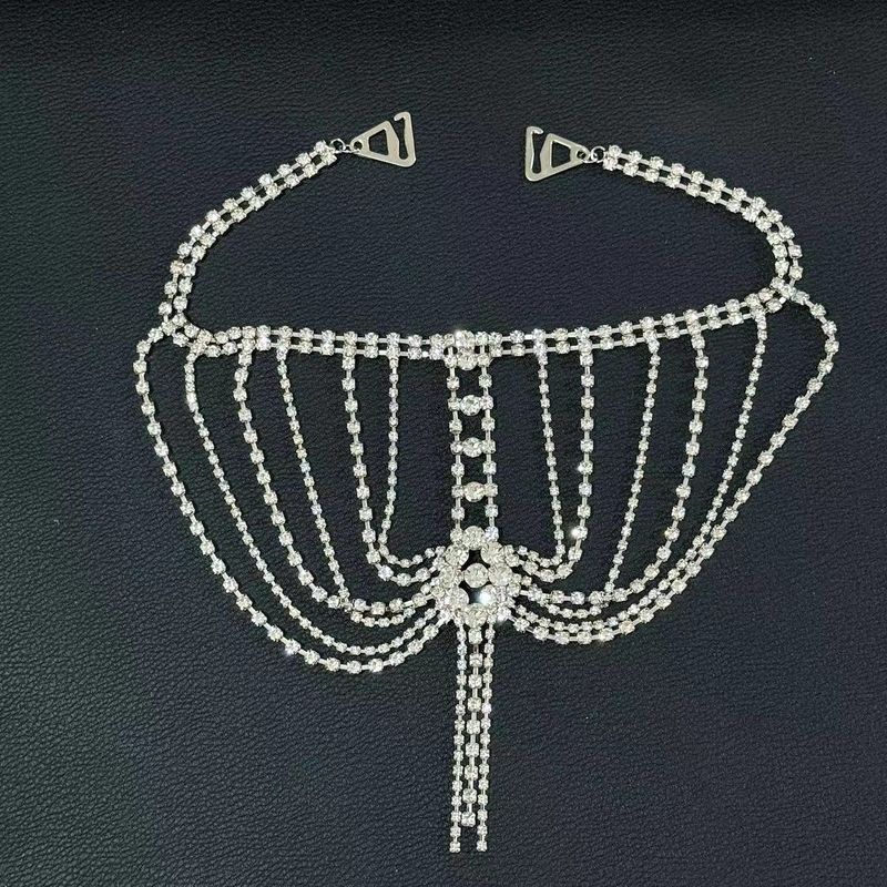 Lanț de umăr cu ciucuri și strasuri multistrat, vândut la modă, pentru femei, șal de corp cu cristale, pentru petrecere de nuntă_voghion.com