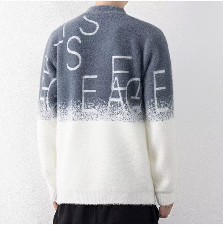 Herrenbekleidung Halber Rollkragenpullover aus Nerzfleece Herren Herbst und Winter Lässiger Bottom Line Pullover Trendy Einfacher Hübscher Pullover_voghion.com