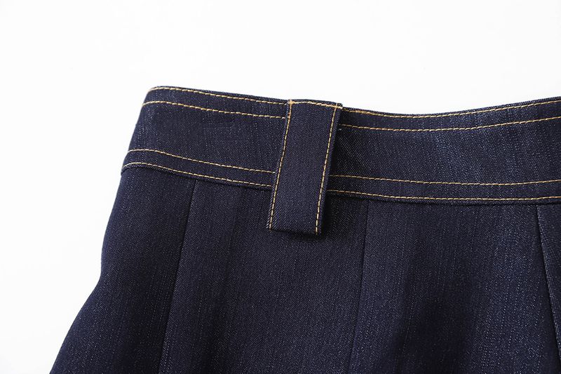 Şık Sonbahar Ofis Giyim Seti - Lacivert, Pamuk-Polyester Karışımlı Kadın Blazer ve Etek Takımı, Profesyonel ve Günlük Etkinlikler İçin_voghion.com