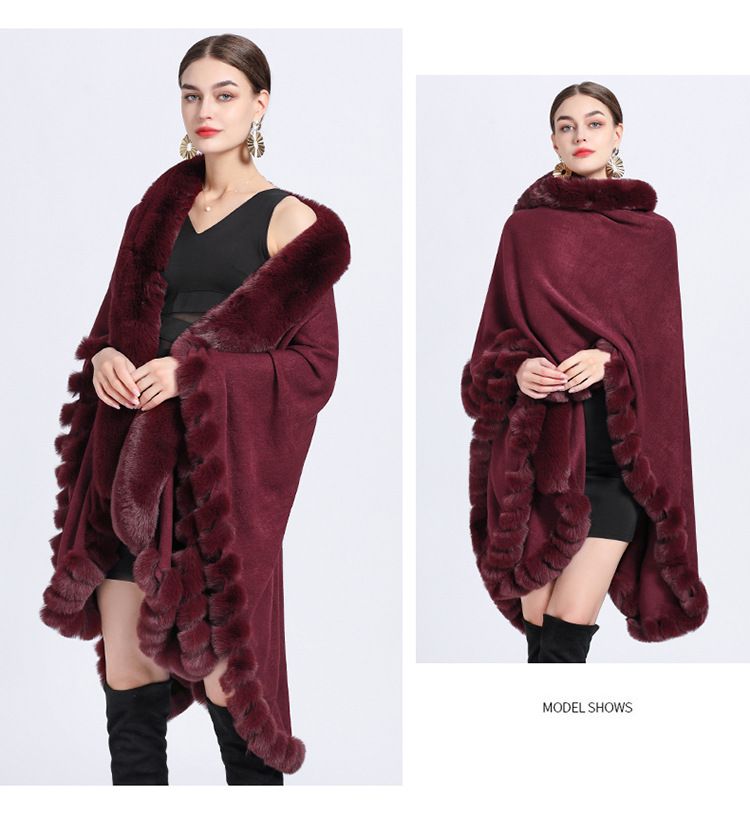 Elegante cardigan oversize con maniche a pipistrello e collo in pelliccia sintetica di coniglio - Lungo cappotto avvolgente con apertura frontale per donna (colori multipli)_voghion.com