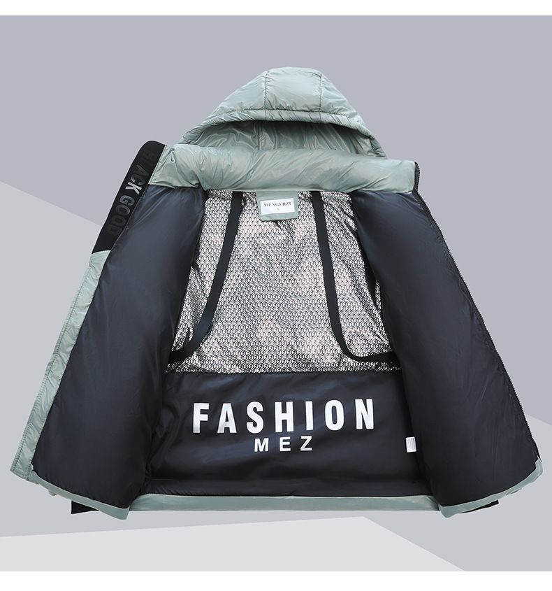 Dames zwarte goudkleurige gewatteerde jas met capuchon, korte winterjas, warme fleecevoering, losse pasvorm, dikke bovenkleding in grote maten_voghion.com