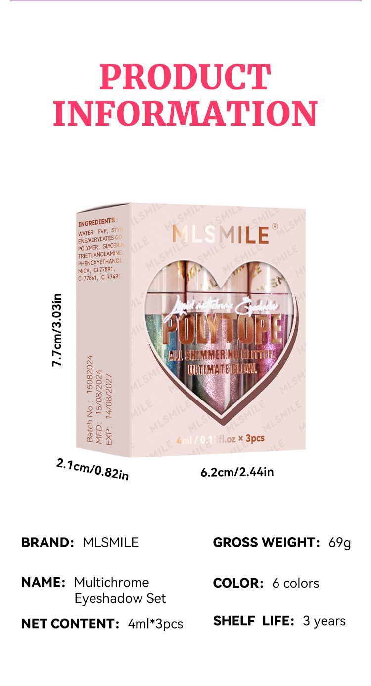 MLSMILE Chamäleon Lidschatt Set Perlmutt Flash Monochrom Polariséiert Metall Flëssegen Lidschatt_voghion.com