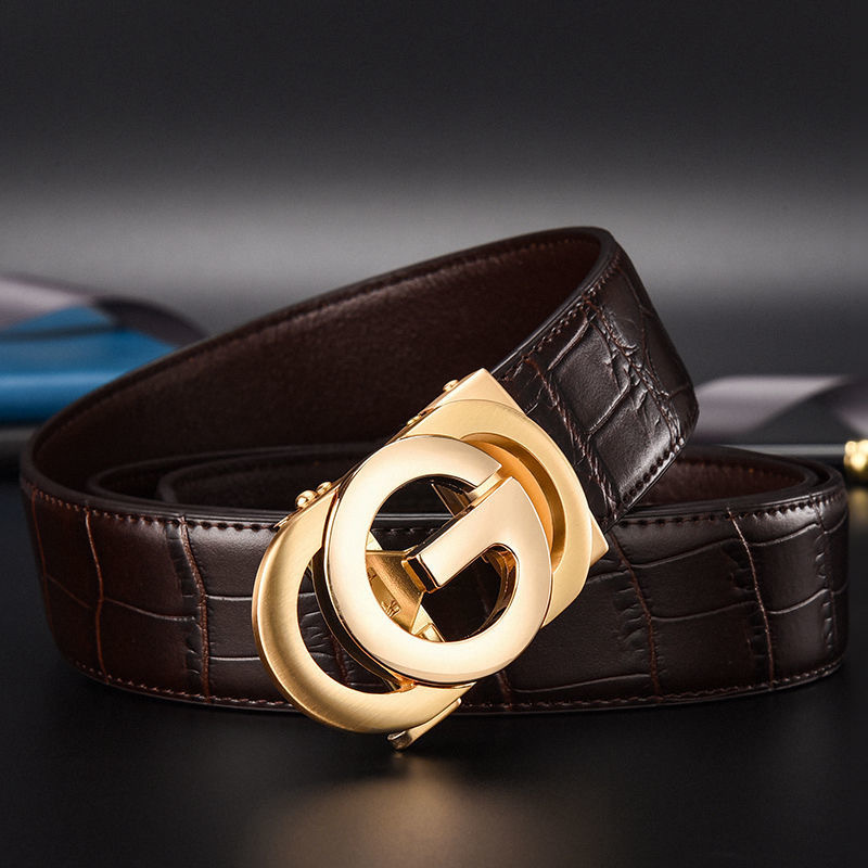 2023 New Selling G Belt Men's Genuine Leather Crocodile Pattern Automatic Buckle Belt Cowhide Fashion Business Simplicity Trend_voghion.com