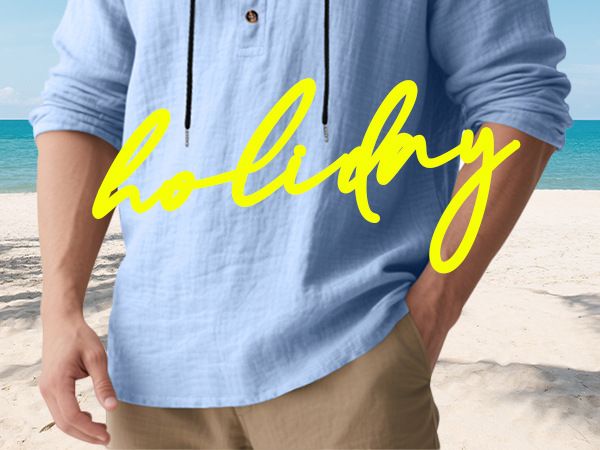 Lente en herfst lang mouwen linnen overhemd heren capuchon casual losse T-shirt trui heren_voghion.com