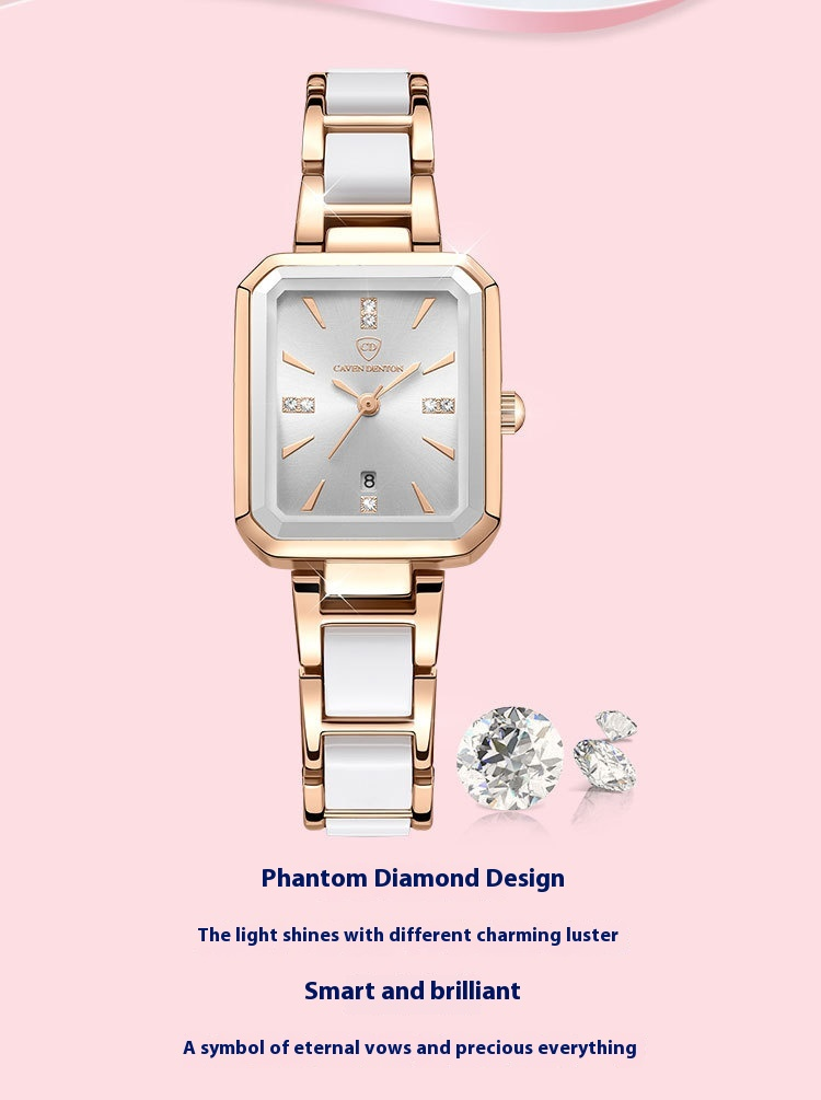 Nuovo calendario leggero di lusso con diamanti quadrati orologi orologio da donna al quarzo impermeabile_voghion.com