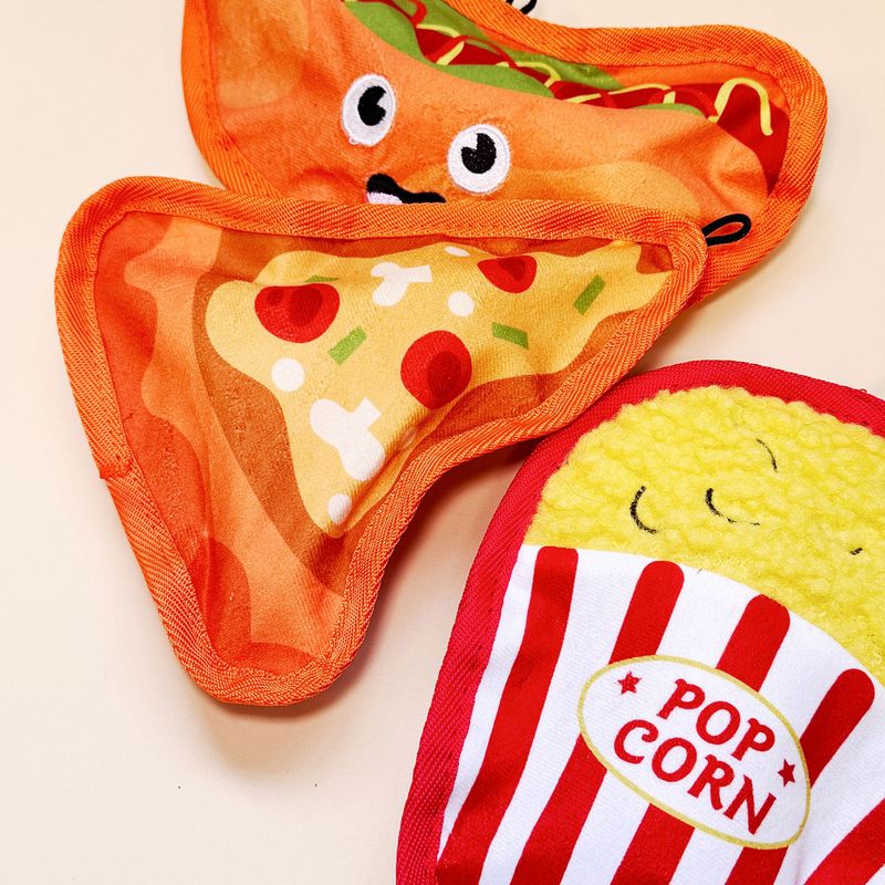 Giocattolo da masticare per animali domestici a forma di hamburger masticabile resistente per la pulizia dei denti e l'intrattenimento, con suono di peluche._voghion.com
