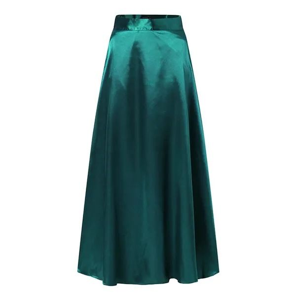 Gonna midi elegante in raso a vita alta – Gonna lunga fluida a trapezio con spacco (S-5XL, rosa rosa/verde reale/rosso classico, misto poliestere-spandex)_voghion.com