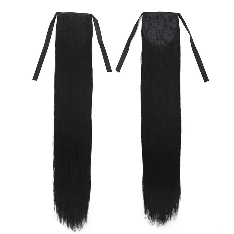 Extensions synthétiques queue de cheval longues et lisses, postiche naturelle résistante à la chaleur de 32 pouces avec Clip pour femmes_voghion.com