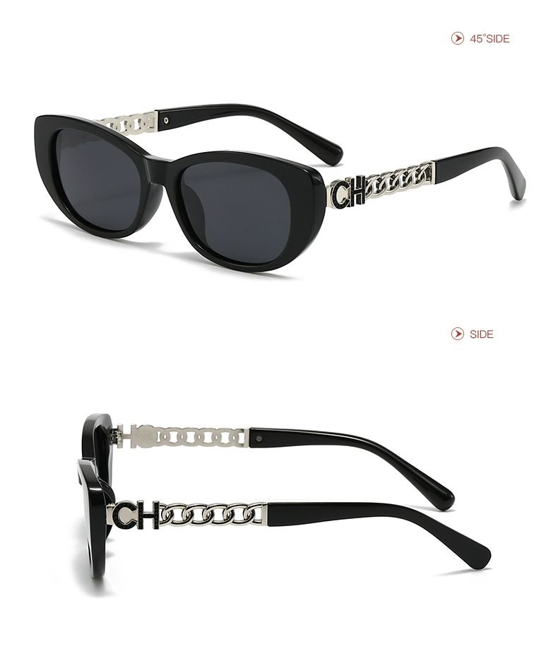 New High-end Metal Chain Fashionable Personalized Polarized With Small Frame Cat Eye Trendy Women's Sunglasses 5129_voghion.com