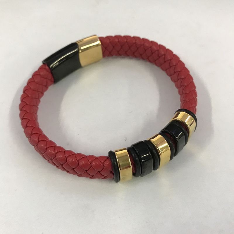 【】 Bracciale versatile in pelle premium intrecciata in acciaio inossidabile per coppie_voghion.com