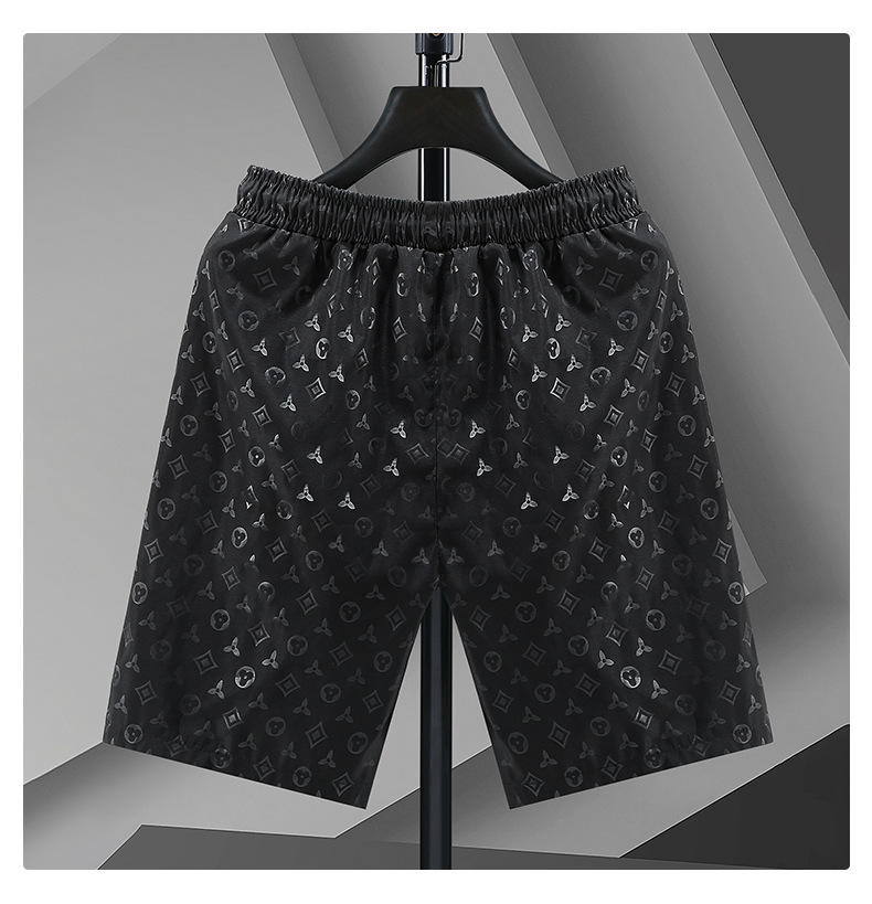 Men's Clothing Ice Silk Shorts Men's Summer New Large Size Thin High Street Style Print 5-point Mid-length Pants Large Pants_voghion.com