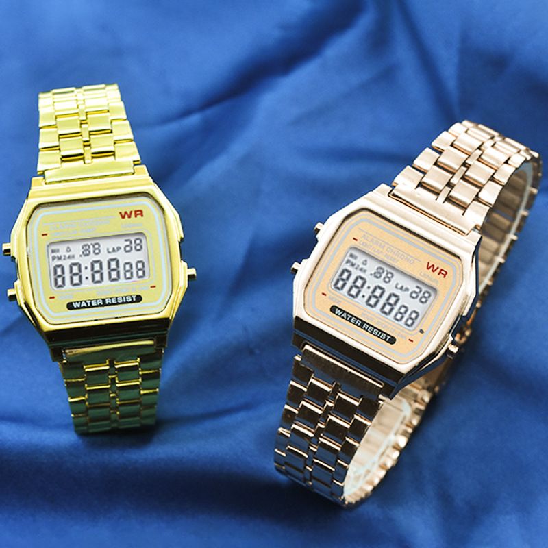 Stalen band horloge Dameshorloge Heren zakelijk horloge Multifunctioneel Led digitaal sporthorloge Elektronische klok_voghion.com