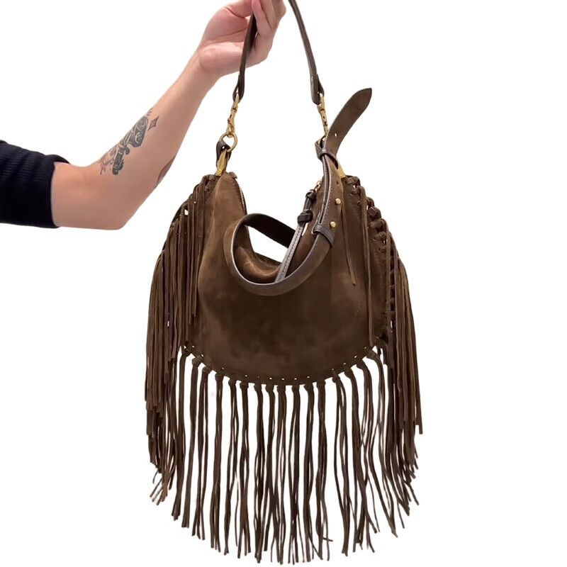 Borsa a tracolla grande capacità alla moda in pelle scamosciata nuova 2025_voghion.com