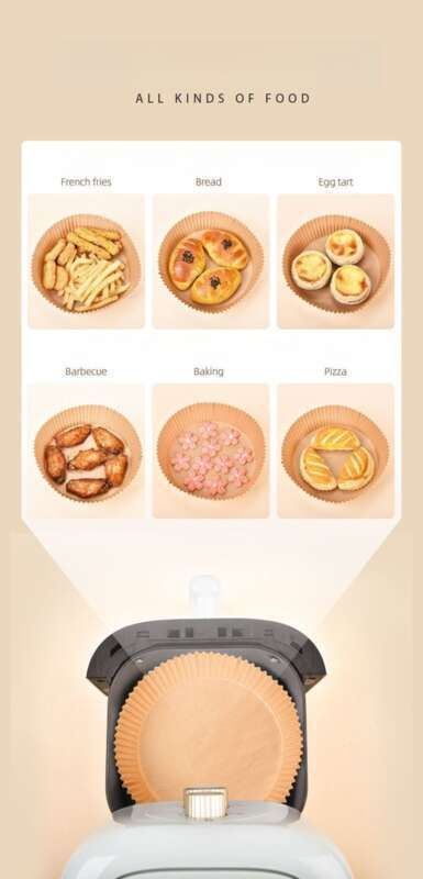 Freidora de aire con aceite, bandeja circular desechable resistente a altas temperaturas para horno, papel de silicona de doble cara para aceite._voghion.com