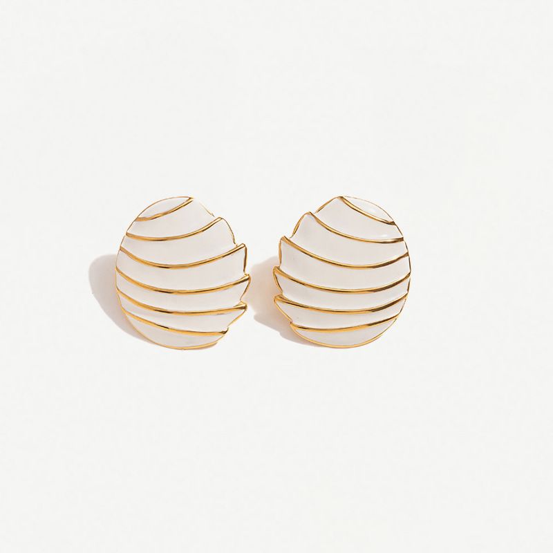 orecchini in acciaio inossidabile alla moda e carini con goccia di conchiglia nera e oro per le donne, orecchini di design di nicchia in smalto freddo_voghion.com