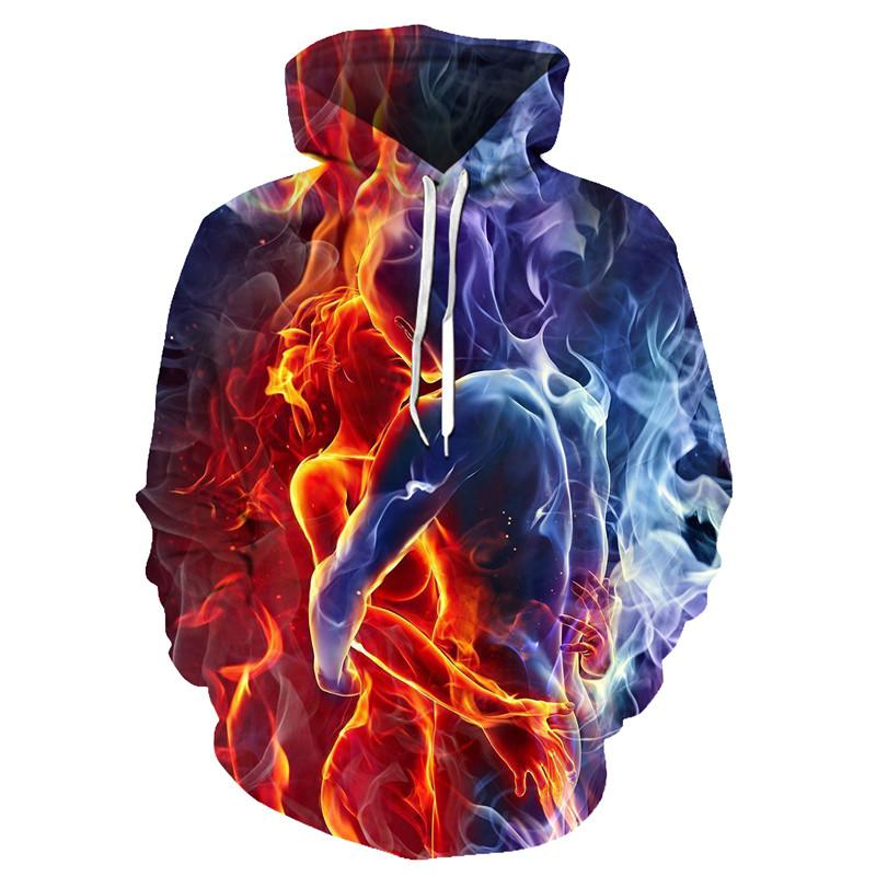 2020 Nuovo colorato Flame Hoodie 3d Felpa Uomo/Donna Con Cappuccio Autunno E Inverno Cappotto Uomo Abbigliamento Divertente Giacca Nera_voghion.com