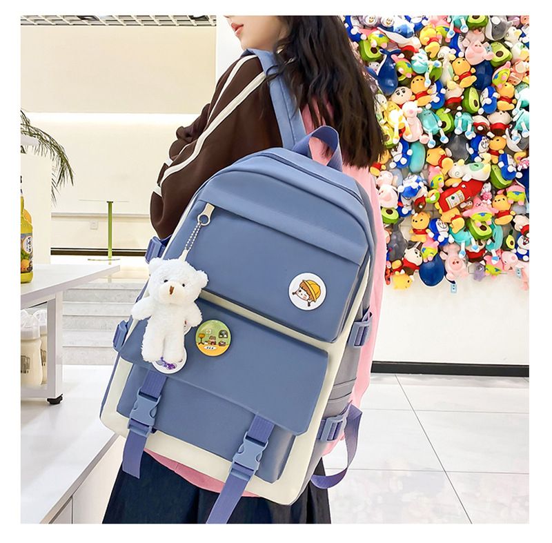 Four-piece Large Capacity Five-piece Backpack Printed Korean Version Harajuku Style Set Student School Bag_voghion.com