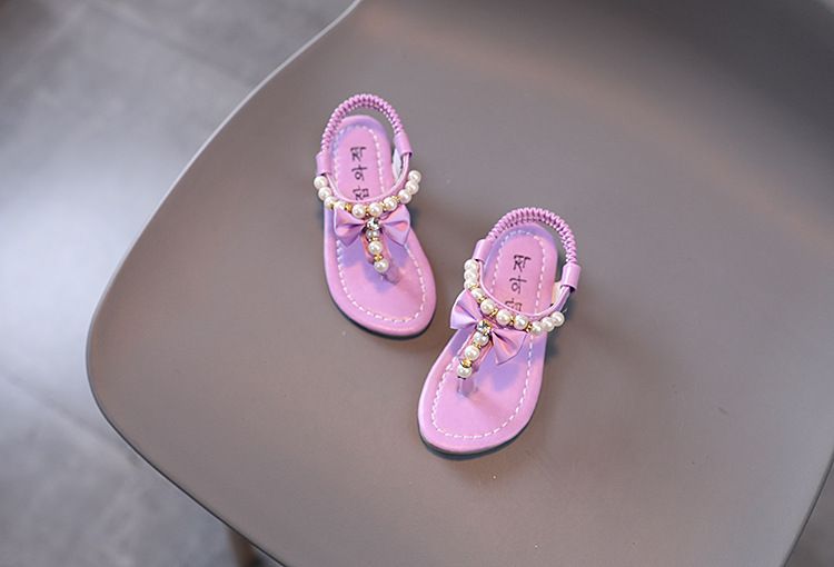 Mädchen 2024 Sommer Neue Mode Koreanische Ausgabe Weiche Sohle Mitte Große Prinzessin Schuhe Anti Rutsch Perlen Kinder Sandalen_voghion.com