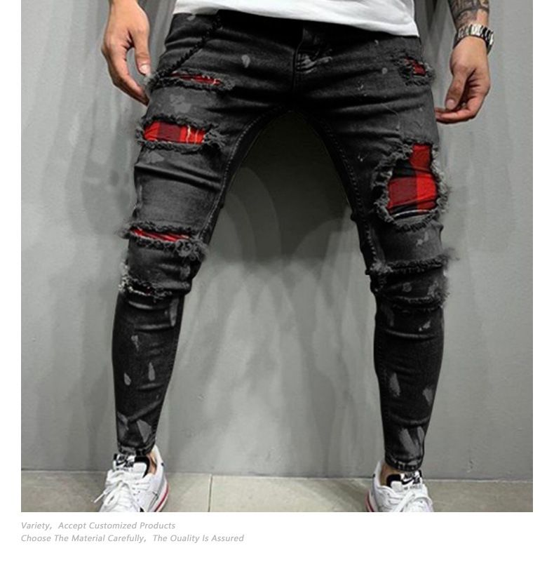 Pantalones vaqueros ajustados con parches desgastados, estilo camuflaje, leggings juveniles._voghion.com