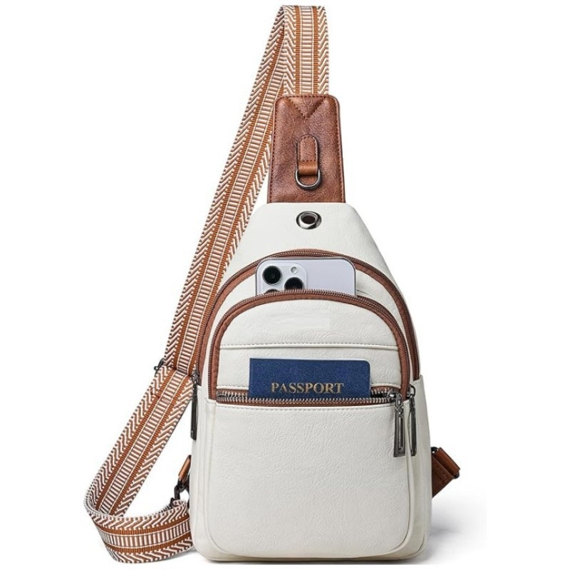 2024 New Design Vegan PU Leather Chest Sling With Usb Crossbody Fanny Pack Bag For Women_voghion.com