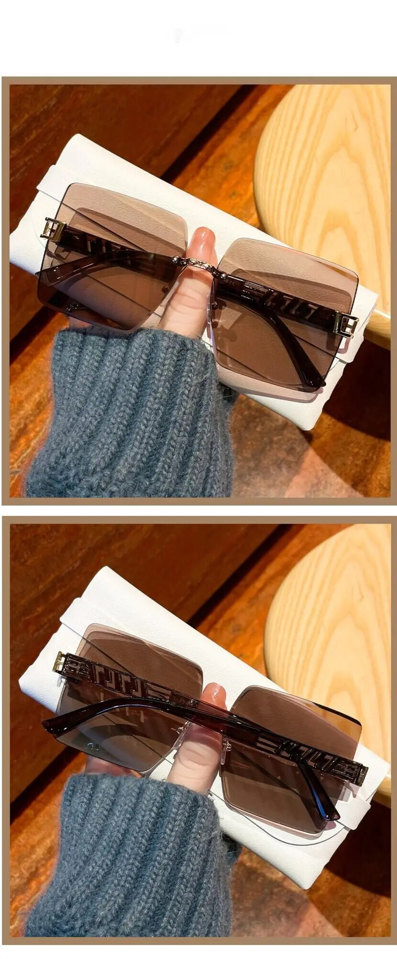 2024 Modische neue getrimmte Sonnenbrille für Damen, duftender Stil, vielseitiger Trend, großer Rahmen, kleines Gesicht, UV-Schutz_voghion.com