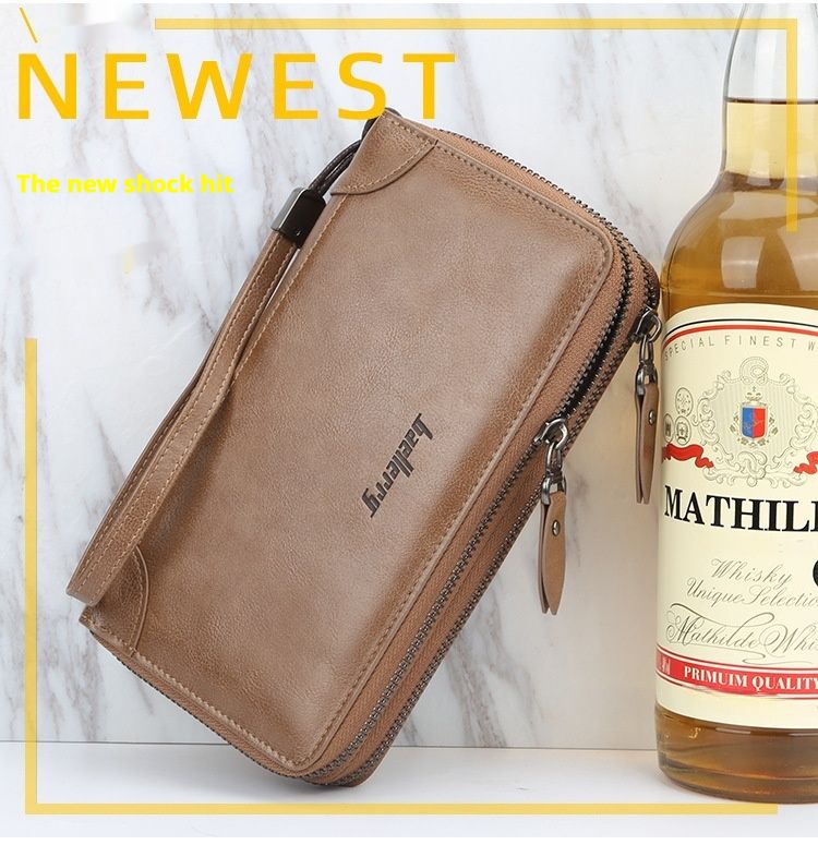 Geldbörse, neue hochwertige multifunktionale Geldbörse mit großem Fassungsvermögen für Herren – lange Clutch mit Doppelreißverschluss, stilvolles und praktisches Design, für den täglichen Gebrauch geeignet_voghion.com