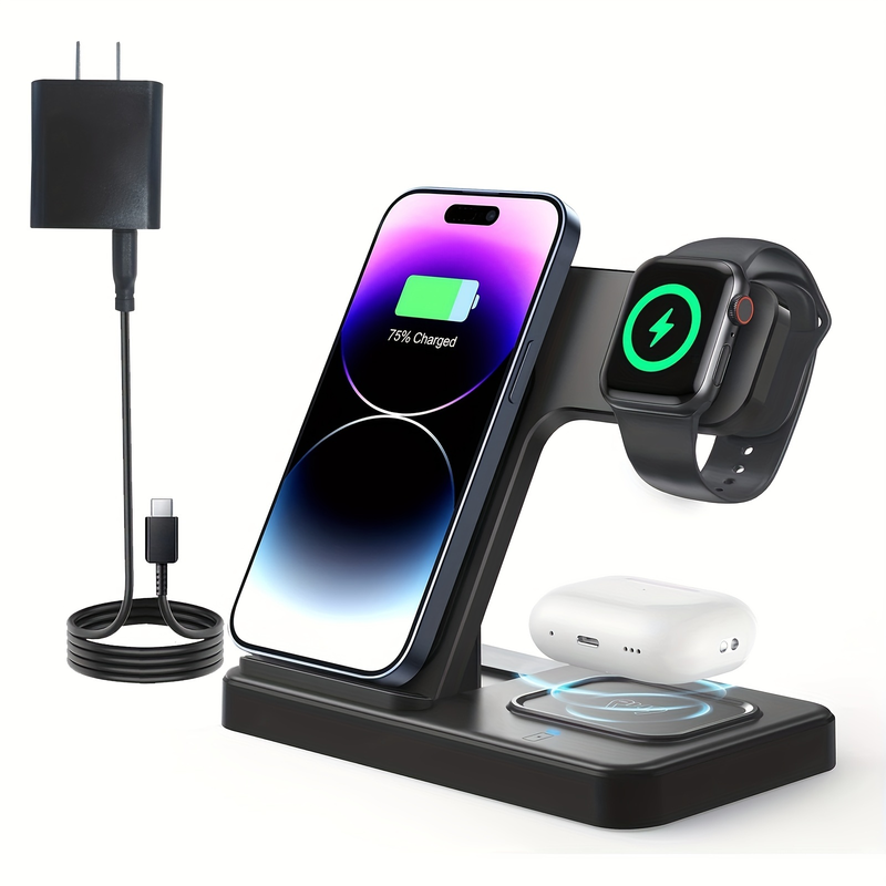 Încărcător wireless, stație de încărcare 3 în 1, suport pentru încărcător wireless rapid pentru iPhone 14/13/12/11/Pro/Max/Plus/XS/XR/X/8,_voghion.com