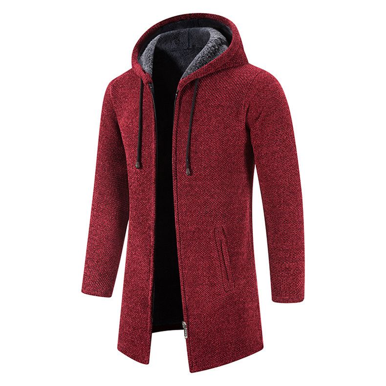 Men's medium length loose large size sweater coat knit cardigan men's top_voghion.com