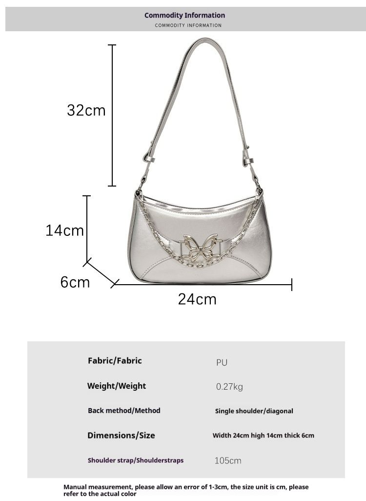 Borsa a tracolla versatile alla moda con catena a farfalla, nuova estate 2025_voghion.com