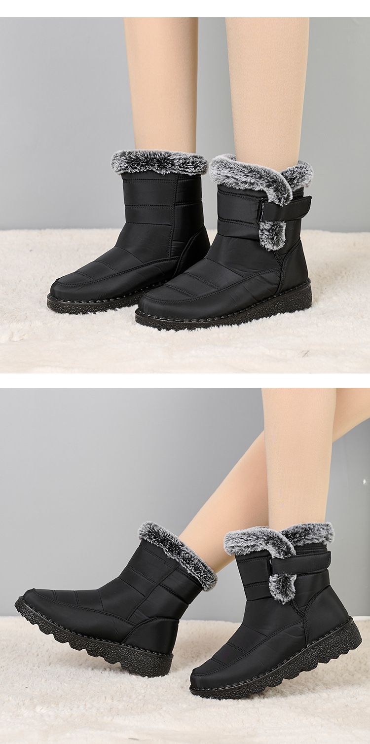 Women's Winter Snow Boots With Fleece Lining, Thick High-Top Warm Shoes, Slip-Resistant Sole, Casual Zip-Up Ankle Boots For Women_voghion.com