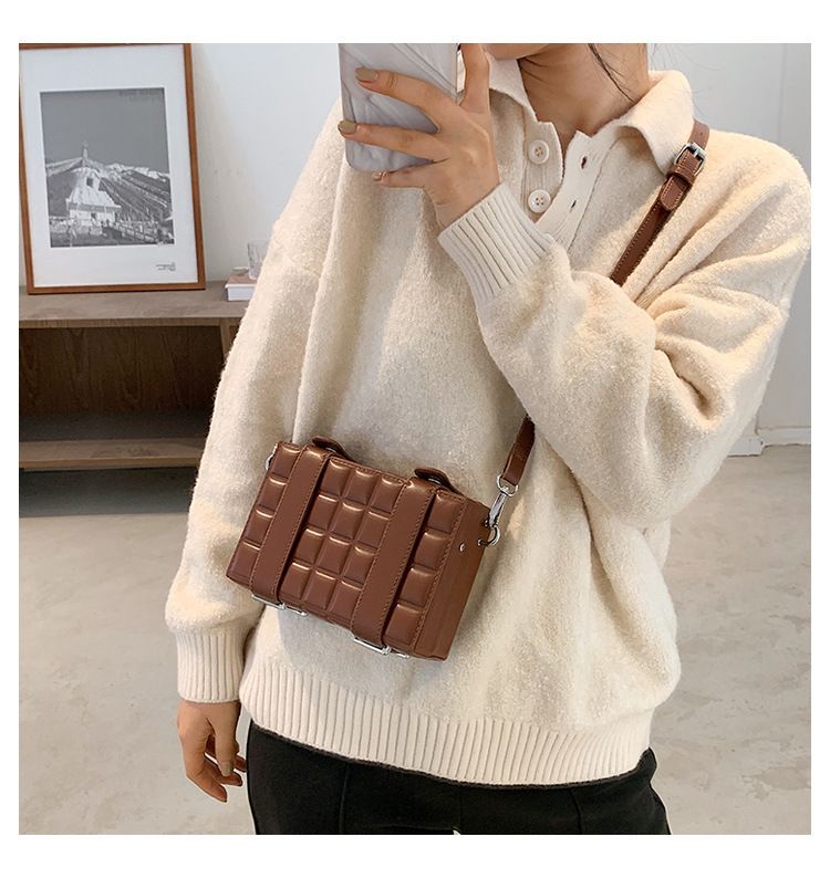 Geantă de umăr pentru femei, geantă crossbody, geantă de mână cu curea dublă, cu bloc de ciocolată, tip crossbody_voghion.com