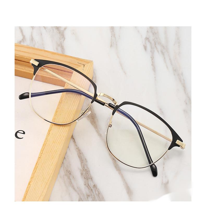 Modische quadratische Unisex-Brille aus Metall für Männer und Frauen für Partys, sanfter schwarzer Augenbrauenrahmen_voghion.com