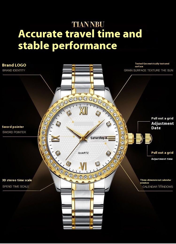 Drilling Swiss Brand Automatic Movement Watch Luminous Calendar Watch Men Korean Waterproof_voghion.com