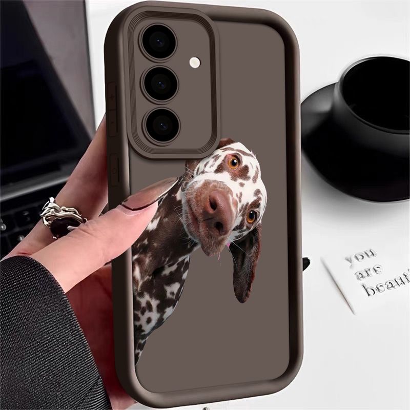 Juokingas šuns telefono dėklas, skirtas „Samsung Galaxy S25 S24 S23 S22 S21 S20 Ultra FE A55 A35 15 A25 Note 20 Plus 5G“ silikoniniam minkštam dangteliui_voghion.com