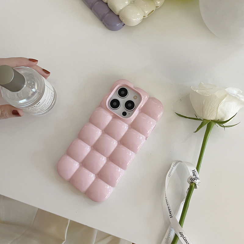 Solid color puff egg cell phone case suitable for iPhone14 Apple 13promax three-dimensional 12 niche 11 soft shell_voghion.com